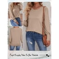 thumbnail image 7 of HUBERY Women Button Cuff Ruffled Long Sleeve Crew Neck Solid Color Shirt, 7 of 7