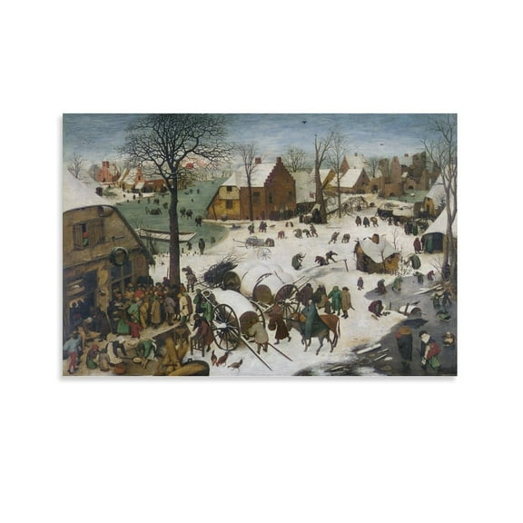 Pieter Bruegel Painting The Census at Bethlehem (1566) Art Prints Canvas Poster Picture Print Wall Art Poster Painting Canvas Posters Artworks Gift Room Aesthetic 20x30inch(50x75cm)