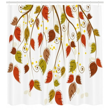 Autumn Shower Curtain Branches With Fall Leaves Seasonal Colors