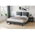 thumbnail image 7 of Homhougo Queen Bed Frame Upholstered Platform with Headboard and Strong Wooden Slats, Strong Weight Capacity, Non-Slip and Noise-Free,No Box Spring Needed, Easy Assembly,Dark Grey, 7 of 7