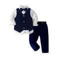 thumbnail image 3 of Guluxicc Kids Boys 4 Piece Sets Velvet Suit Set Vest Dress Shirt Pants and Bow Tie Kids Formal Performance Outfit 0-10 Years, 3 of 9