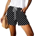 thumbnail image 4 of Only Moment Black Polka Dot Shorts Ladies Daily Lounge Shorts Linen Shorts Elastic Waist Comfy Soft Lounge Shorts ,L, 4 of 6