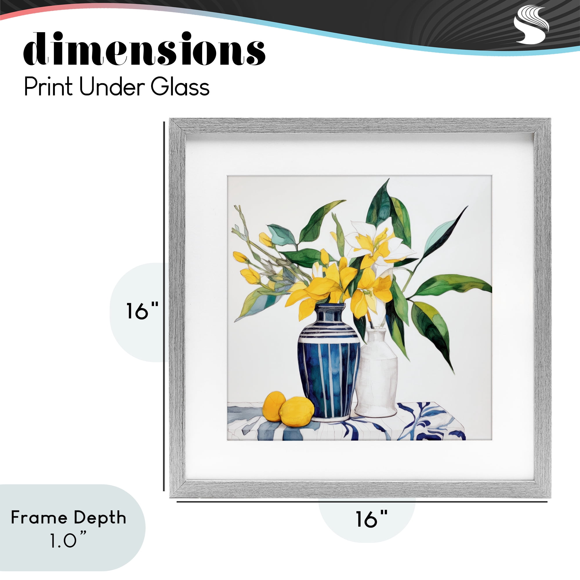 Stupell Industries Lemons And Blooms Table Gray Framed Print Under Glass, design by Ray Powers
