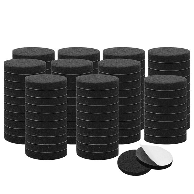 Unique Bargains Coussins en Feutre Ronds 3/4 Pieds Anti-Rayures pour Garde-Robe de Meubles Noir 100 Pcs
