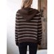 thumbnail image 4 of Suéteres Tipo Cárdigan A Rayas para Mujer, Ropa de Otoño, Blusas de Larga Informales A con Botones. Marrón S, 4 of 10