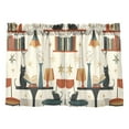 thumbnail image 7 of Yayeee Kitchen Curtains Tier Pair Light Filtering 27"x24" Rod Pocket Short Cafe Window Panel, Cats Reading Pattern, 7 of 7