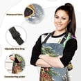 thumbnail image 2 of Ryvnso Watercolor Winter Village Bell Kitchen Apron Oven Mitts Set Pot Holders, 2 of 6