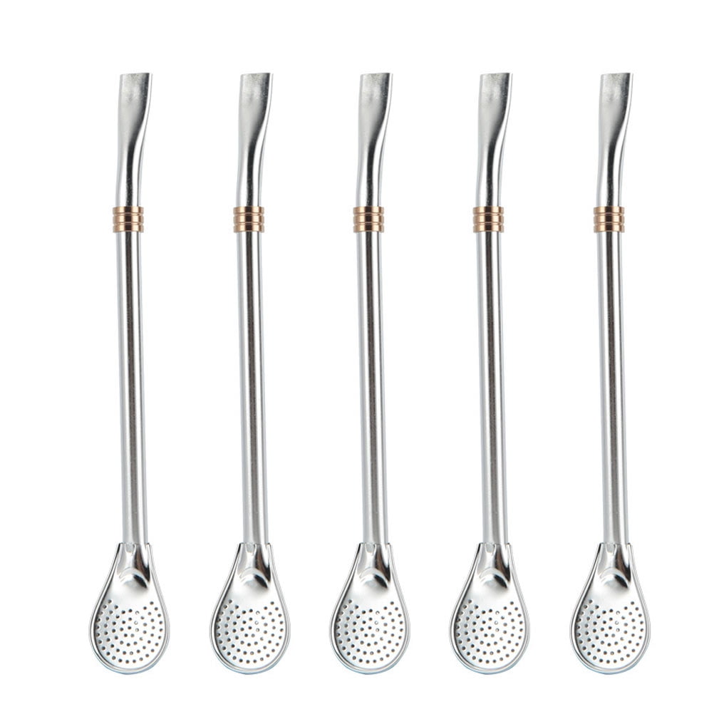 NUOLUX Spoon Spoon Straws Cocktail Metal Mixing Bar Straw