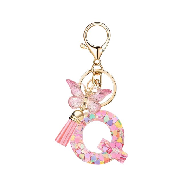 RXIRUCGD Porte-Clés Mode 26 Lettres Pendentif Papillons Porte-Clés à Franges Élégant Mode Multi-Fonctionnel
