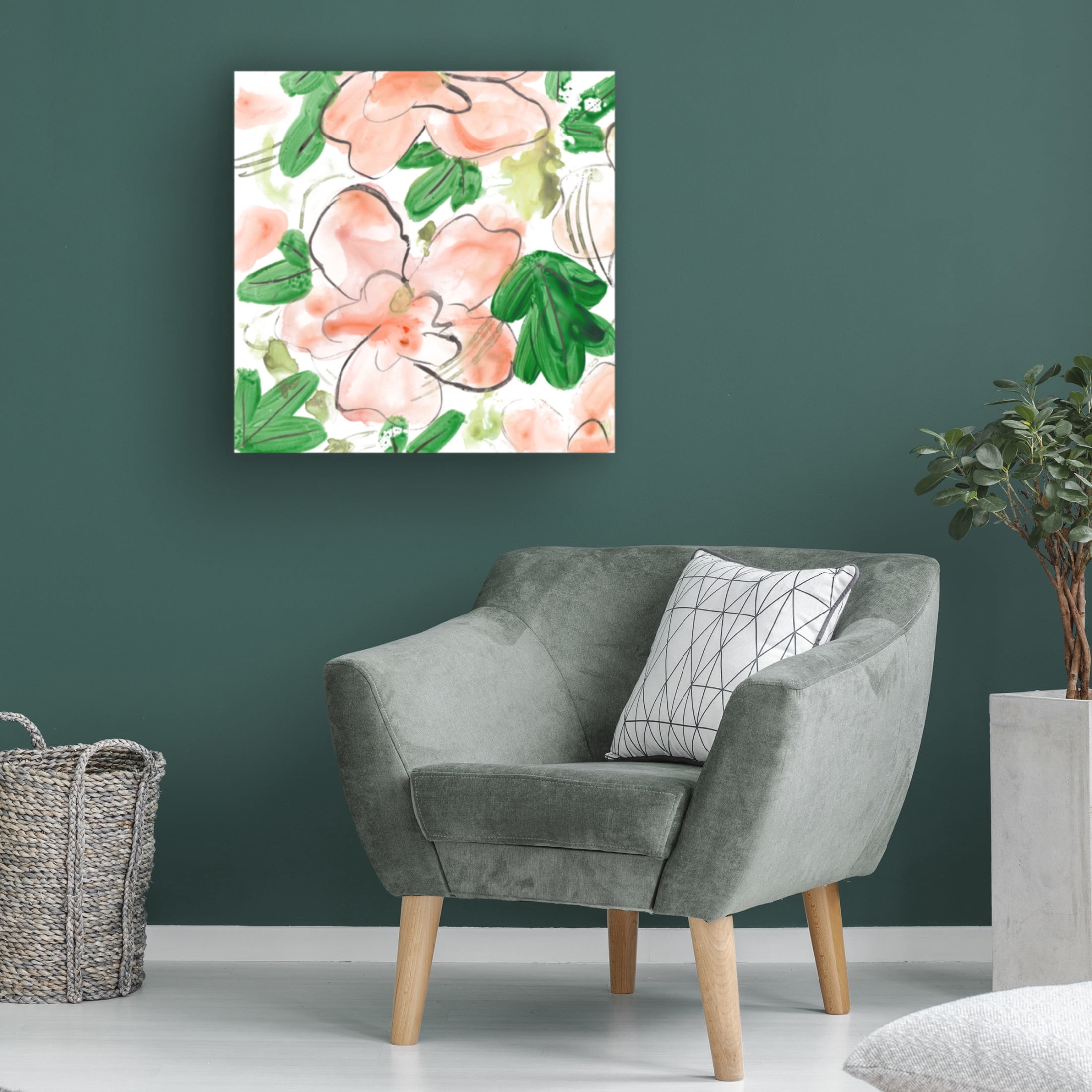 Canvas Wall Art - Melissa Wang 'Peachy Flora I' Wall Art for Living Room, Bedroom, or Office Décor by Trademark Fine Art - 14 x 14 Inches