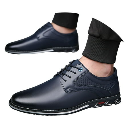 Mepaouo Men s Dress Shoes Formal Business Fashion Leather Oxfords Casual Walking Work Shoes(Blue 8.5)