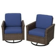 thumbnail image 6 of INTER HUT 2PCS Outdoor Patio Wicker Swivel Rocking Chairs with Cushions, Rattan Swivel Conversation Furniture for Porch, Backyard, Deck, Poolside, Garden, Blue, 6 of 8