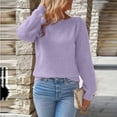 thumbnail image 2 of Fashion Crochet Pullover Women's Top Hollowout Pattern Long Sleeve Crewneck Knitwear Plain Sweater Work Leisure Wear, 2 of 7