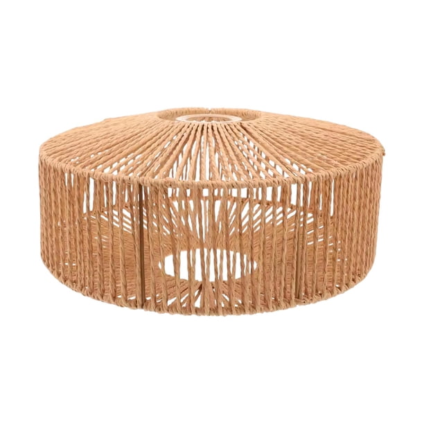 Pantalla de Lámpara de Cuerda de Papel Tejida, Estilo Bohemio, Decoración para El Hogar, Pantalla de Lámpara Colgante Cilíndrica única Estilo Boho Par