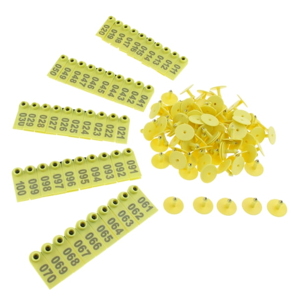 100 de juegos de Ganado Número 1100 Etiqueta de Oreja para Ganado Amarillo / / Naranja - Amarillo