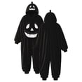 thumbnail image 2 of HNMKIU Unisex Pajamas For Men Women, Halloween Cosplay Pumpkin Face Hooded Loose Long Sleeve Onesie Home Sleepwear Black,L, 2 of 9