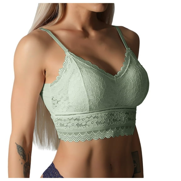 Women Plus Size Wireless Bralette Comfortable Lace Camisole Top Sexy V-Neck Lingerie Soft Support Breathtaking Beauty Back Design