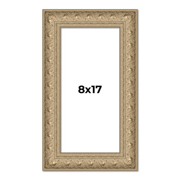 8x17 Frame Ornate Silver Beaded Solid Wood Picture Frame Width 2.5 Inches | Interior Depth 1 Inches