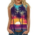 thumbnail image 1 of Snorda Débardeurs pour Femmes Grande Taille Mode Féminine Décontractée Été Imprimé Sans Manches Col Rond Haut Blouse Débardeur P-5TG, 1 of 5