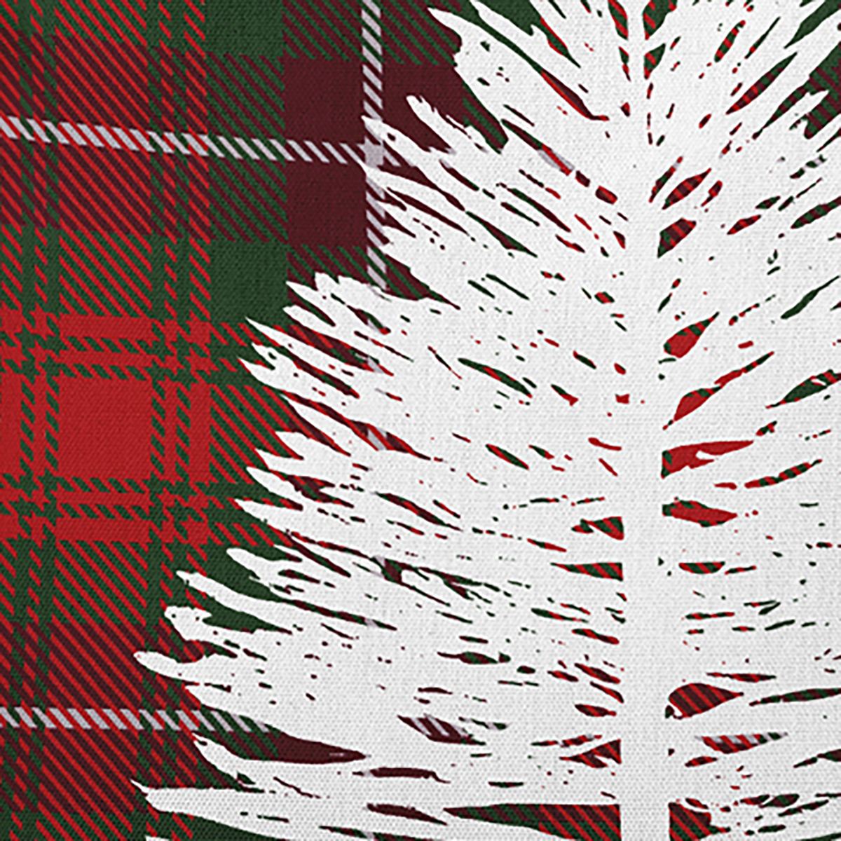 18" x 18" Simply Daisy Tartan Pine Polyester Indoor/Outdoor Pillow, Christmas Burgandy Qty 1