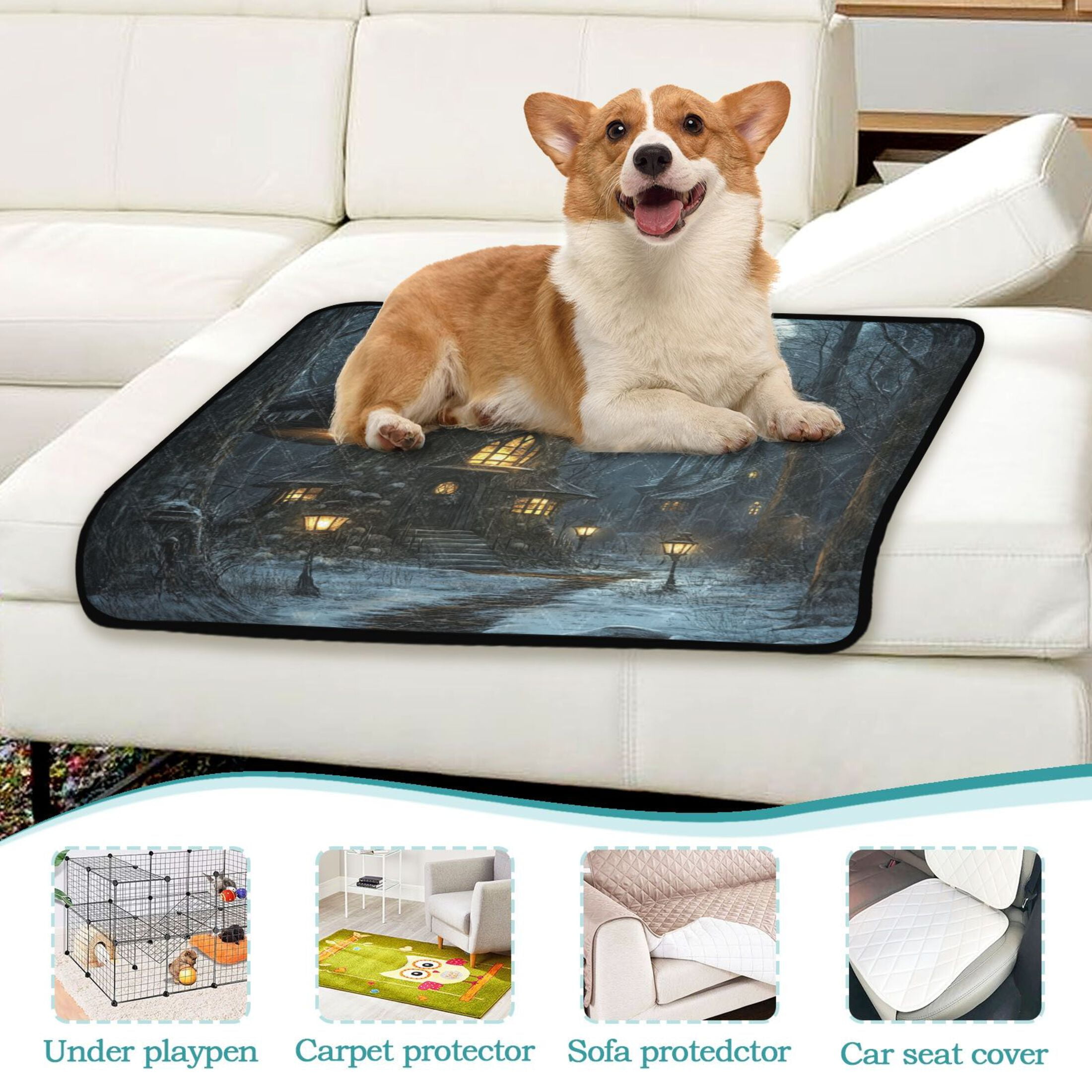 Qxltty Warm Mushroom Room Cat litter Pads Pet Set of 2 Diaper Mats Center Anti-leakage Layer Absorbent Soft and Comfortable