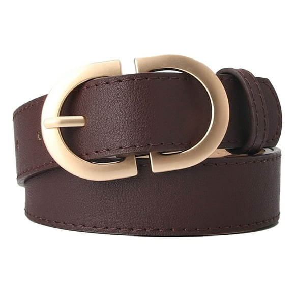 TureClos Female Belt PU Circle Buckles Fashion Waist Band Festival Birthday Wedding Party Jeans Dress Skirt Waistband Girls Women Coffee