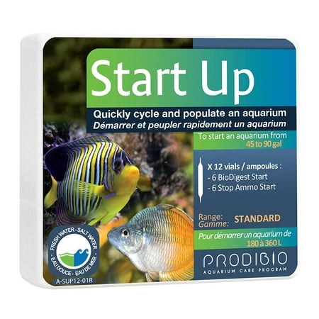Start Up, Bacteria Starter Kit, Fresh and Saltwater, 12/1 mL vials, 30 gal and up, Available in Nano Range: 1 vial per product up to 15 gal/15.., By Prodibio