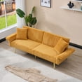 thumbnail image 2 of Corduroy Sofa Bed with Folding Armrests, Yellow, 79 Inch Length, 70.48 lbs Weight, Foam and Spring Seat, 2-Seater, Adjustable Backrest for Small Living Room Apartment Dorm Office, 2 of 6