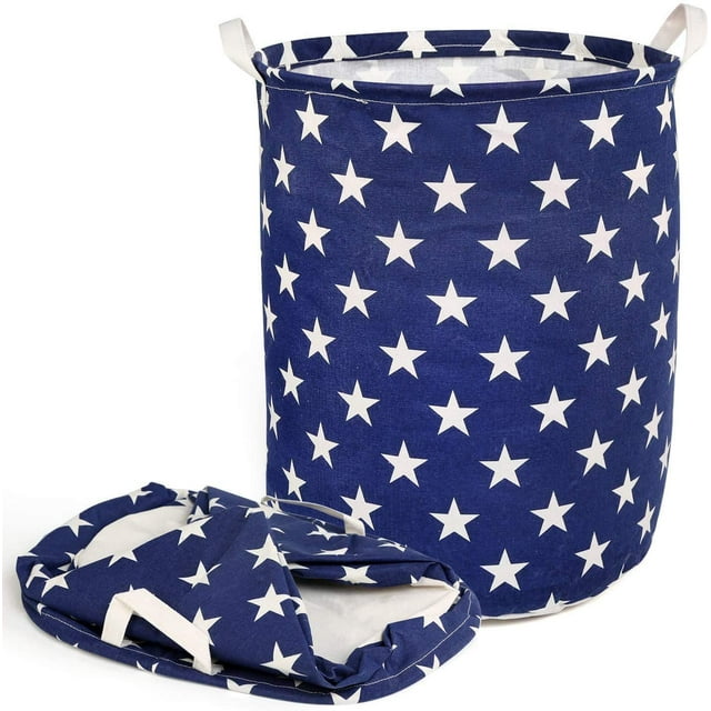 Grand Panier à Linge, Grands Paniers Ronds Imperméables en Tissu de Coton Épaissi Panier à Linge Pliable Bac de Rangement (15.74x19.68 Pouces)