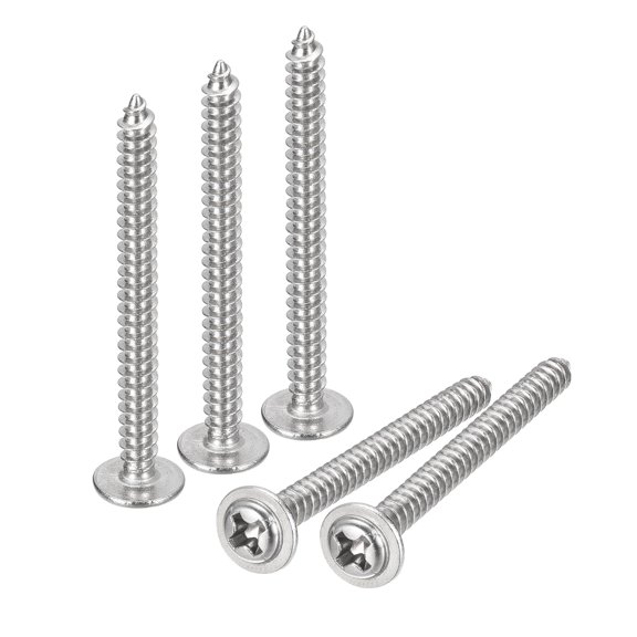 ST3x30x7mm Phillips Pan Head Self-tapping Screw with Washer, 100pack 304 Stainless Steel Wood Screw (Silver)