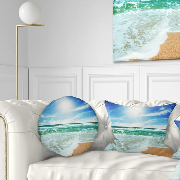 Designart Vibrant Summer Sea at Daylight - Modern Beach Throw Pillow - 12x20