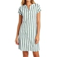 thumbnail image 4 of Iyufng Casual Dresses for Women Summer V-Neck Striped Short Sleeve Button Down Dress, 4 of 8