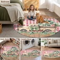 thumbnail image 5 of Eucalyptus Trucks Round Area Rug 6Ft Washable Circle Rugs for Bathroom Office, Spring Rustic Floral Wooden Red Plaid Non-Slip Carpet Floor Mats Indoor Outdoor Carpet Runner Aesthetic Home Decor, 5 of 8