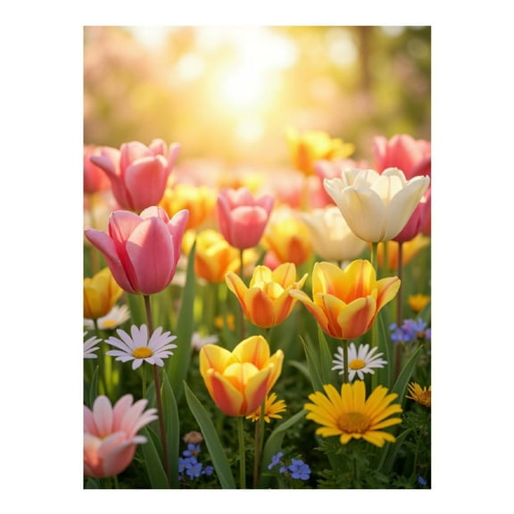 Diamond Art Kit for Adults, Colorful Spring Tulip Garden Scene Diamond Painting for Adults Beginners, DIY Diamond Art Painting Kits, 5D Diamond Painting Crafts for Home Decor 12x16 Frameless