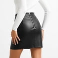 thumbnail image 4 of Arlun Womens Fuax Leather Short Skirt High Waisted Bodycon Pencil Mini Skirts Trendy Solid Color Stretch Tight Pencil Skirt for Night out Party Wear Black XXL, 4 of 5