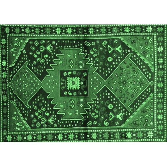 Ahgly Company Indoor Rectangle Persian Emerald Green Traditional Area Rugs, 7' x 10'