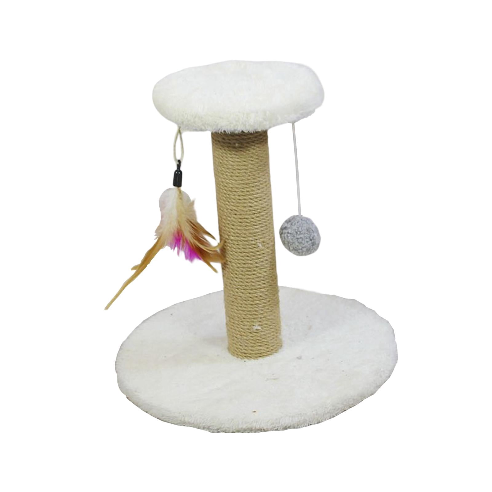 Fzaqwen Cat Scratching Post Cat Scratcher Scratch Post Interactive Toy Cat Gift Climbing Round White