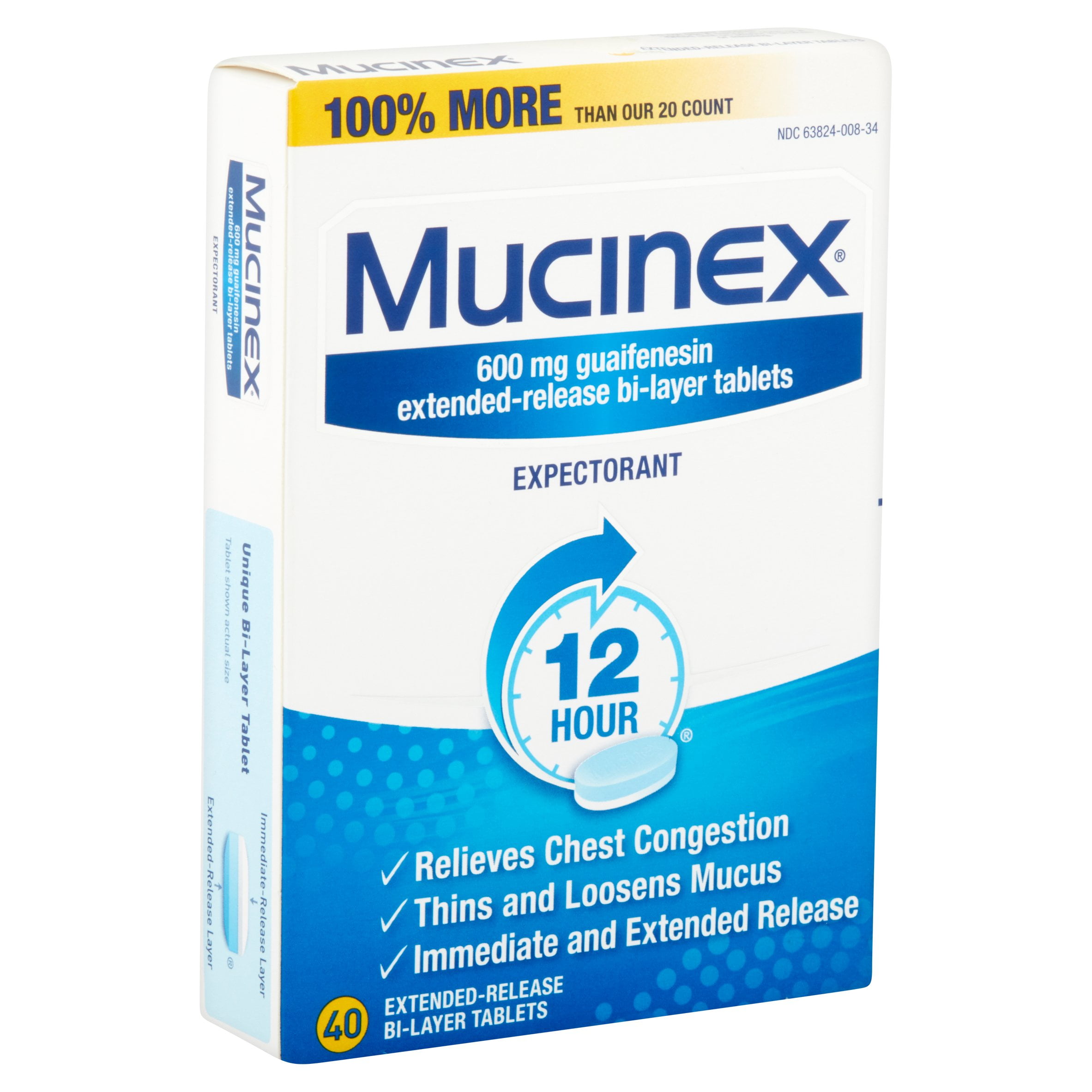Mucinex Expectorant 600 mg Guaifenesin Extended Release BiLayer