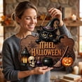 thumbnail image 7 of Miwamany Halloween Wooden Door Sign, 12 Inch Witch Hat Pumpkin Crow Hanging Plaque, 2D Rustic Farmhouse Indoor Outdoor Decor with Rope for Porch Wall, Spooky Festive Home Accent, 7 of 7