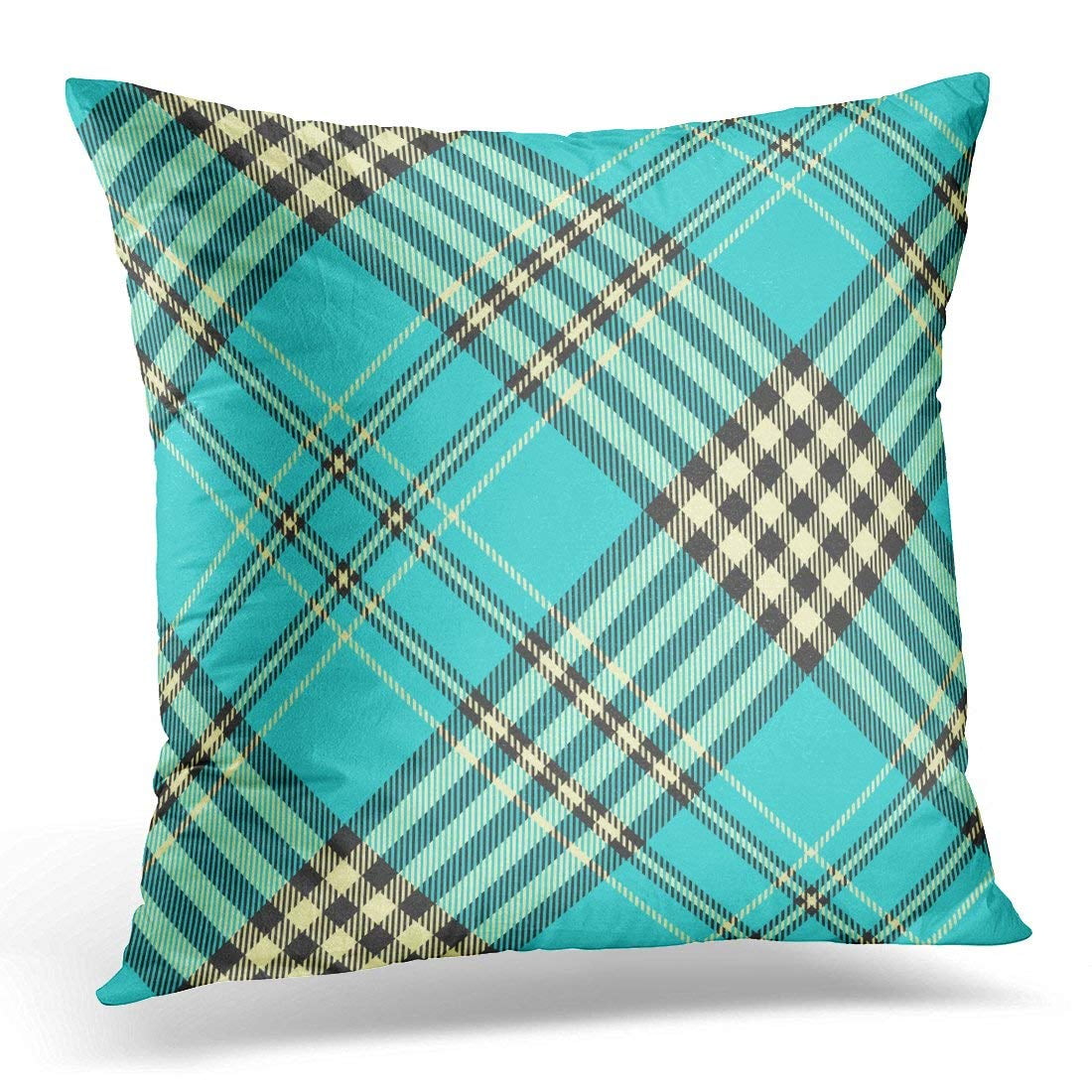 CMFUN Blue Tartan Plaid Check Pattern White Abstract Pillow Case Pillow