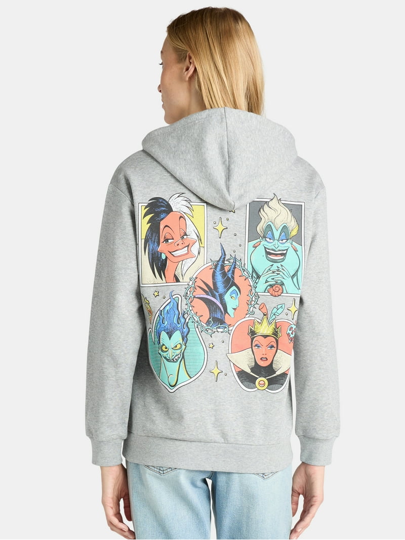 Disney Villains Women's Front Back Graphic Hoodie, Sizes XXS-XXL
