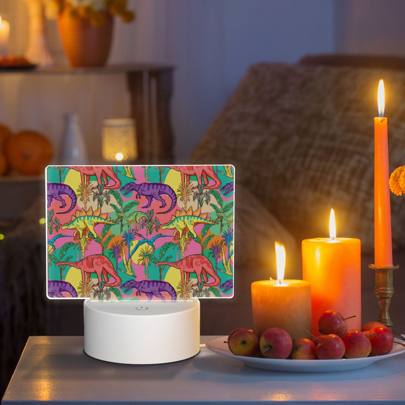 Kdxio Colorful Dinosaur Rectangular Acrylic Night Light Acrylic Sleep Night Light Friend Gifts for Birthday Gifts for Women Teens Boys Girls