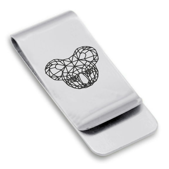 Stainless Steel Geometric Polygon Koala Animal Classic Slim Money Clip Credit Card Holder