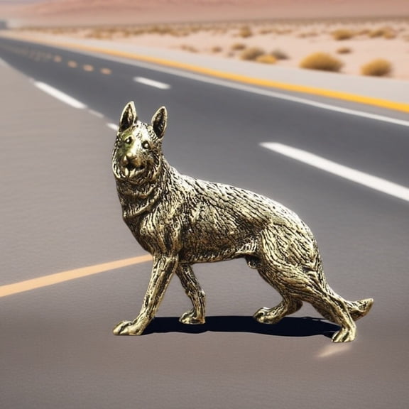 Solid Brass Dog Figurine Vintage Style Wolf Dog Sculpture Copper Animal Ornament Home Office Desk Decor Collectible