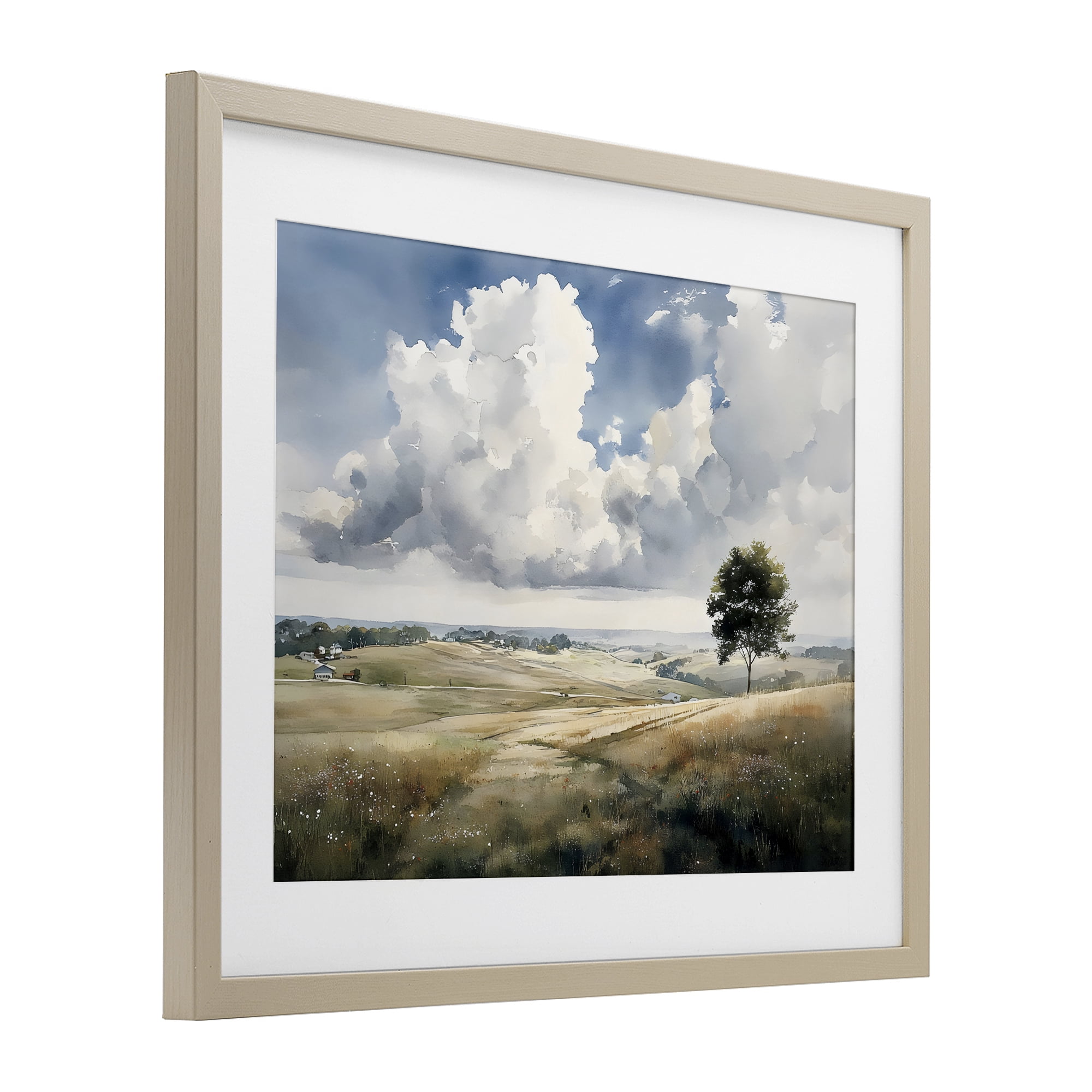 Stupell Industries Pretty Hills with Solitary Tree Birch Framed Print Under Glass, design by Franklyn Gregory