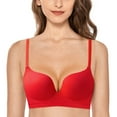 thumbnail image 3 of Sngxgn Women's No Side Effects Underarm-Smoothing Comfort Wireless Lightly Lined T-Shirt Bra(Red,36), 3 of 3