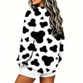 thumbnail image 3 of Women's Cow Print Round Neck Long Sleeve Pullover Hoodie Sweatshirt, 3 of 5