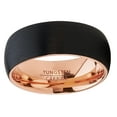 thumbnail image 3 of Men's Tungsten Ring Rose Goldtone Black Wedding Band Dome Brushed 8MM, 3 of 5