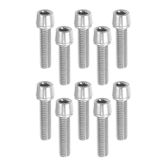 Unique Bargains 10 Pcs Tapered Bolts Screws for MTB Bike Bicycle Stem M5x20mm Socket Head Cap Bolts Steel Silver Tone