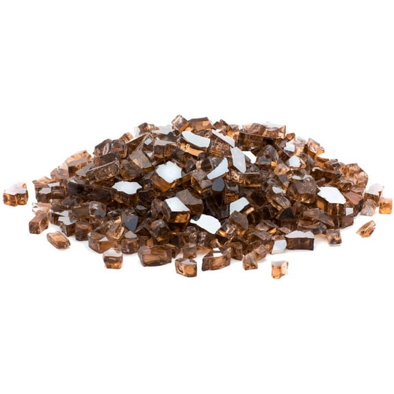 Dragon Glass 25 lb Copper Brown Reflective Tempered Fire Glass, 1/2"